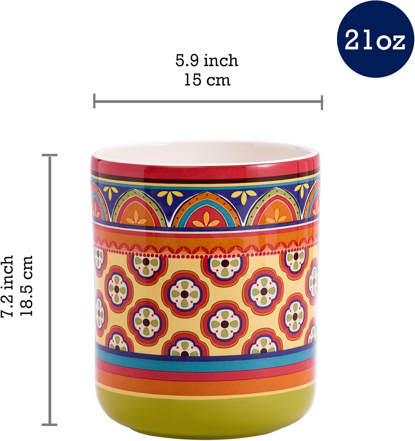 Bico Tunisian Ceramic Utensil Holder Set of 2, Ceramic Kitchen Utensil Crocks for Countertop, Large Cooking Tool Holder Counter Decor, Spatula Organizer