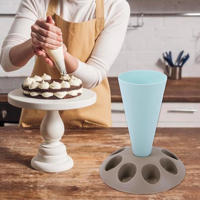 2 Pack Piping Bag Holder – Piping Bag Holder Stand for Filling, Icing Bag Holder, Pastry Bag Holder Stand with 8 Nozzle Slots, Red and Blue