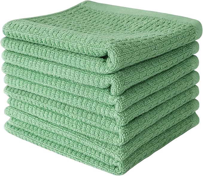 CRAFTSWORTH Kitchen Towels, 15 x 26 Inches, Pack of 6, 400 GSM, 100% Ring Spun Cotton, Striped Solid Sage Cotton Dish Towels Super Soft and Absorbent, Tea Towels and Bar Towels