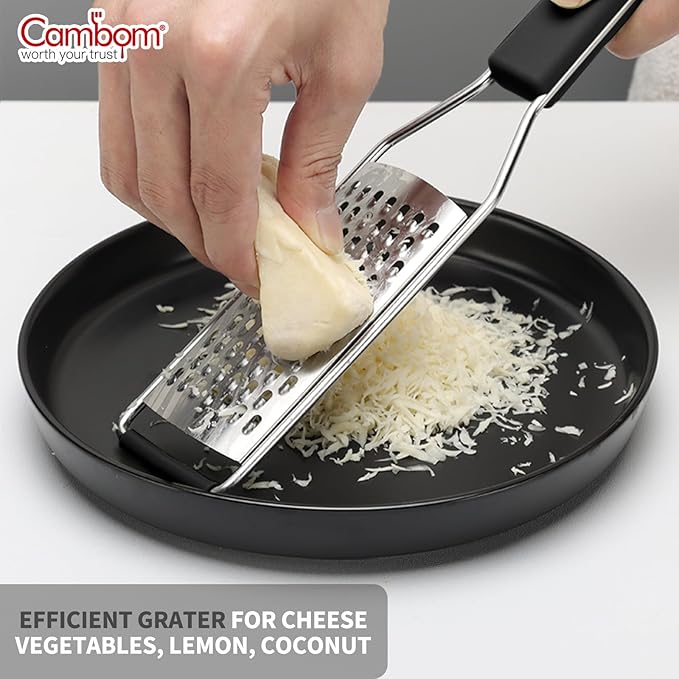 Cambom Cheese Grater Lemon Zester, Graters for Parmesan Cheese, Lemon, Citrus, Garlic, Nutmeg, Chocolate, Fruits, Vegetables, Ginger, Vegetable & Cheese Shredder with Stainless Steel Coarse Blade