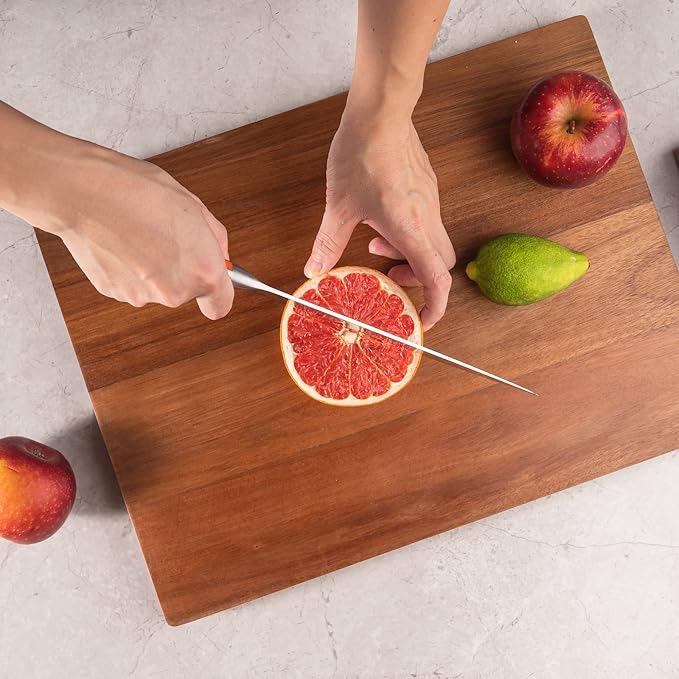 TJ POP Acacia Wood Cutting Board for Kitchen, Premium Wooden Chopping Board with Stand Organizer and Built-in Handle, 15.8 x 11.9 x 1 Inches Butcher Block Large Cheese Serving Board