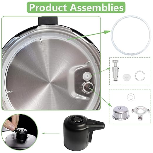 11 PCS Instant Pot Accessories for Duo 5, 6 Quart Qt IP-DUO50 IP-DUO60, InstantPot Replacement Parts Include 2 Sealing Ring, Steam Release Valve, Anti-Block Shield, Float Valve and Gasket