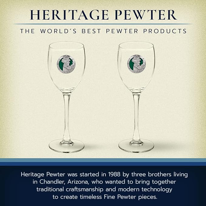 Heritage Pewter Irish Fighter Glass Goblets – Set of 2 | 12 OZ Goblet Wine Glasses | Expertly Crafted Pewter Glass