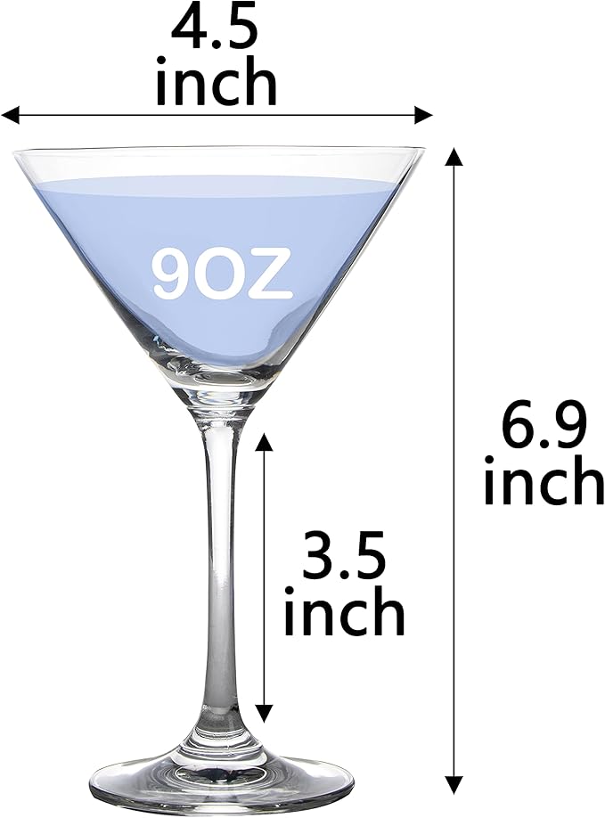 JEKOSEN Crystal Martini Cocktail Glasses 9 Ounce Set of 4 With Premium Gift Box Premium Strong Lead-Free Clear for Bar Martini
