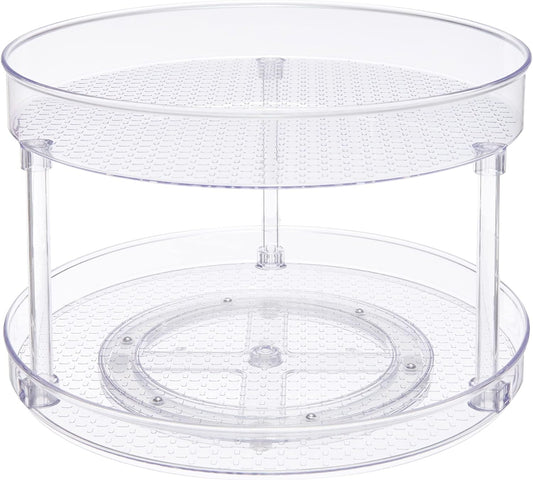 Amazon Basics 2 Tier Lazy Susan Turntable Organizer, 12" Diameter, Clear