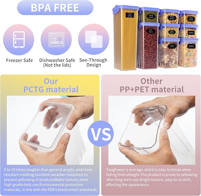 HOMER Moroccan Style Kitchen Canisters, 9-Piece BPA-Free Food Storage Set | Air-Tight Containers for Cereal, Pasta, Coffee & Spices