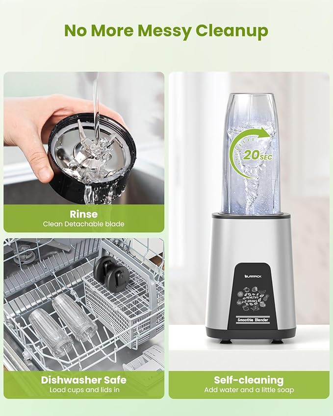 Blenders for Smoothie, 900W Personal Blender for Shakes and Smoothies with 2 * 22oz BPA Free Portable Cups, Small Juicer for Protein Shake, Baby Food, Frozen Drink