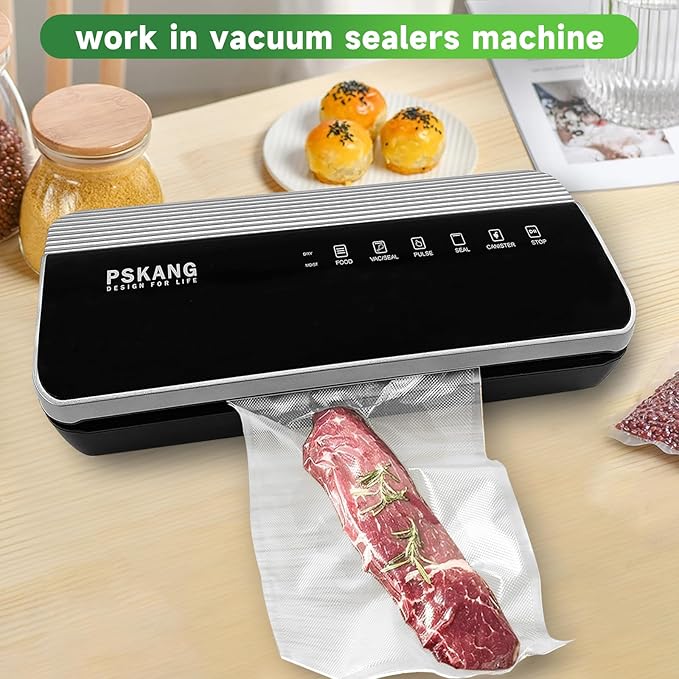 Vacuum Sealer Bags Rolls 11" x 16' (3 Rolls) BPA Free Vacuum Seal Bags for Food Heavy Duty Puncture Prevention Bags Rolls for Custom Fit Airtight Food Storage and Sous Vide