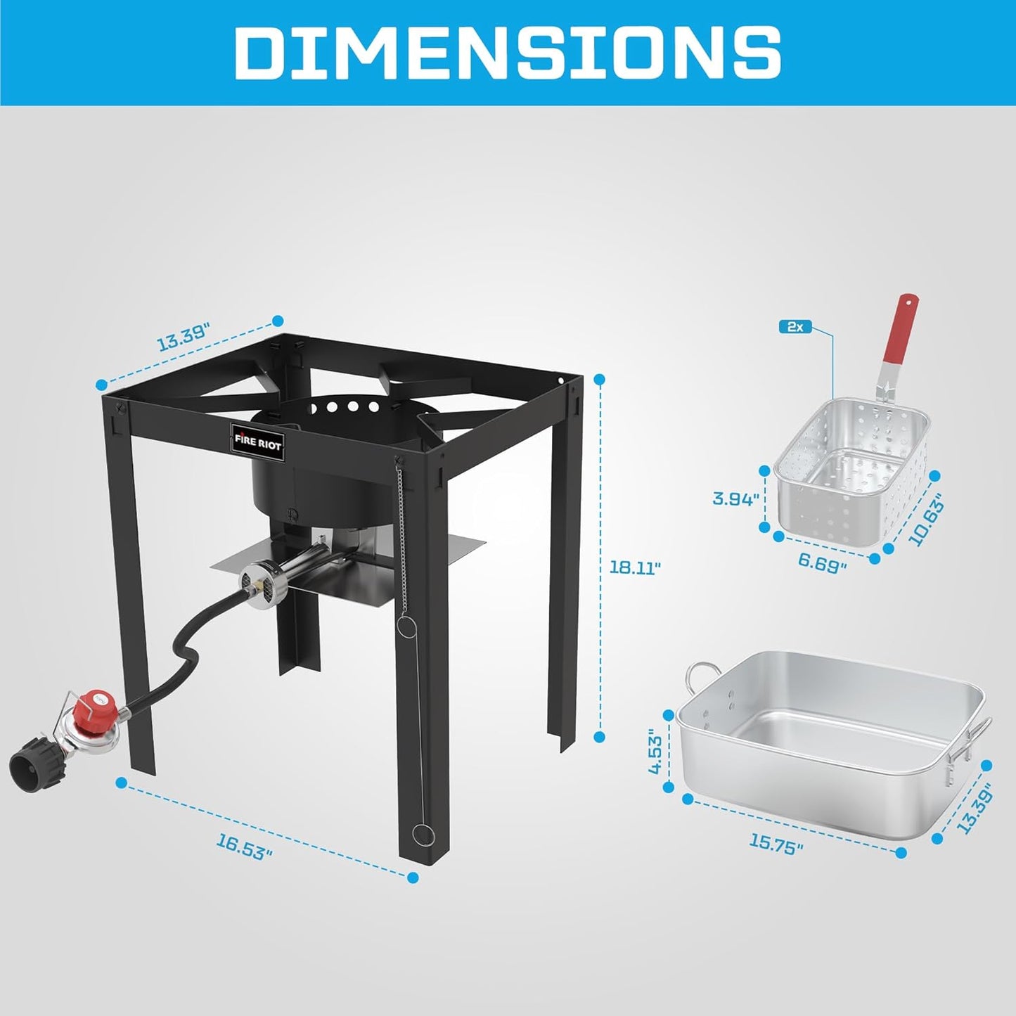 50,000 BTU Propane Deep Fryer - 18QT Aluminium Dual Deep Fryer with 2 baskets - CSA-Approved Gas Fryer - Ideal for Chicken Wings, French Fries, Fish Fryers Outdoor Cooking
