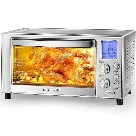 Secura 23 Quart FlashFry Smart Oven with 12 Pre-Setting, Countertop AirFryer Oven with 10-Hour Delay Timer, Save 40% Cooking Time