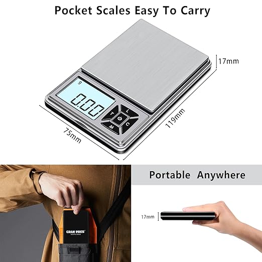 Digital Pocket Gram Scale 300g x 0.01g Accuracy， Micro Mini High Precision Scale Digital Weight Grams and Oz for Jewelry, Diamond，Arrows, Powders, Herbs and Food,with 50g Cal Weights