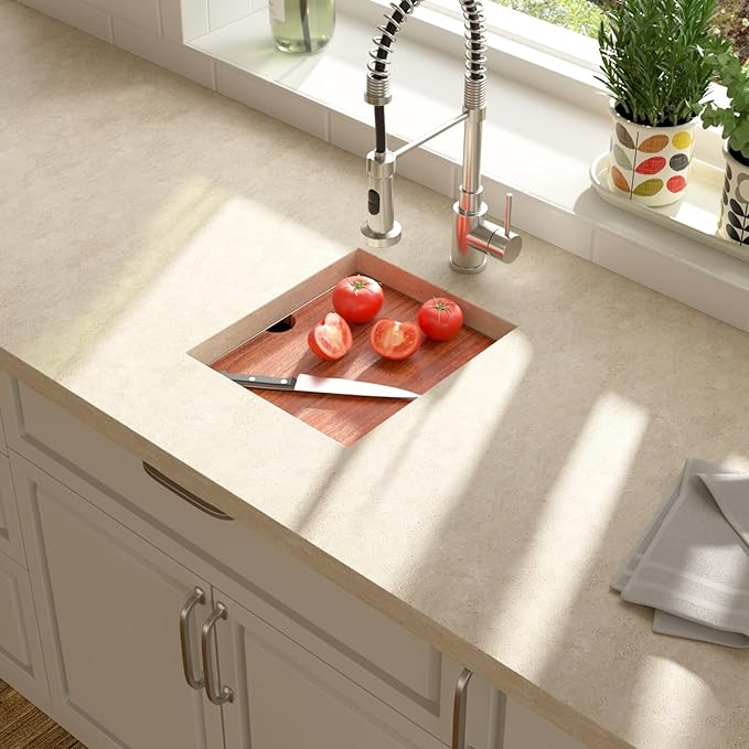 Lordear Undermount RV Kitchen Sink 13x15 Inch Bar Prep Sink 16 Gauge Stainless Steel Workstation Sink 13” With Cutting Board Small Kitchen Sink