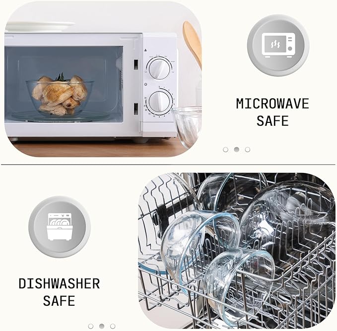 3pc Glass Mixing Bowls Sets (1.64QT, 1.16QT, 0.85QT), Nesting Mixing Bowls for Cooking Prep, Baking, Storage, Large Salad Bowls Sets-Dishwasher Microwave Freezer Safe