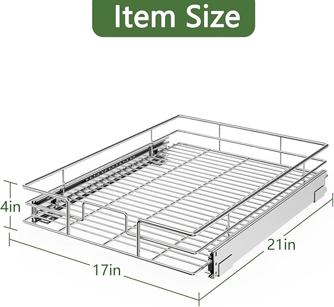 LOVMOR Pull Out Cabinet Organizer 17" W x 21" D, Kitchen Cabinet Pull Out Shelves Slide Out Storage…
