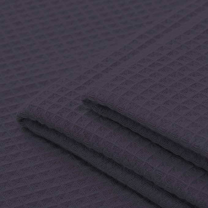 Encasa XO Kitchen Dish Towels Set | Grey | Waffle Weave and Flat Hand Tea Towel | 28"x18" | Quick Drying Reusable Cotton Washcloths | Multipurpose Lightweight Dishcloths Set of 4