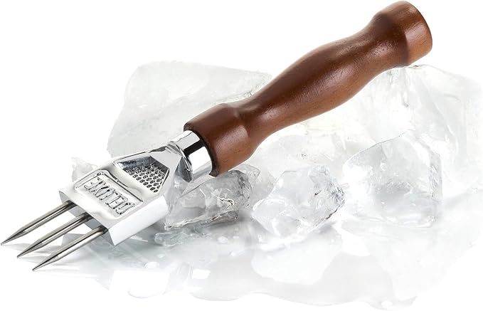 Viski 3 Pronged Ice Pick, Wood Handle Stainless Steel Ice Shaper, Bar & Cocktail Tools