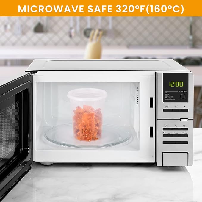 32oz Plastic Deli Food Storage Soup Containers with Airtight Lids, Extra-Thick, Slime, Soup, Leakproof,Stackable,Microwave/Freezer/Dishwasher Safe, BPA Free (24Pack)