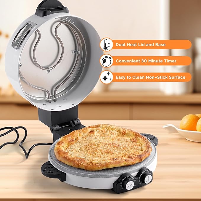 12" Electric Pizza Oven-Countertop Pizza Maker with Timer &Temperatures Control, Perfect for Pizzas/Pancake/Quesadillas/Cookies (12in)