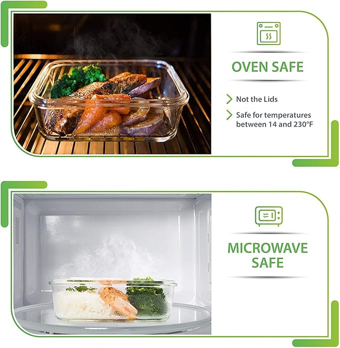 PrepNaturals 5 Pack 30 Oz Glass Meal Prep Containers - Dishwasher Microwave Freezer Oven Safe - Glass Storage Containers with Lids (Multi-Compartment)