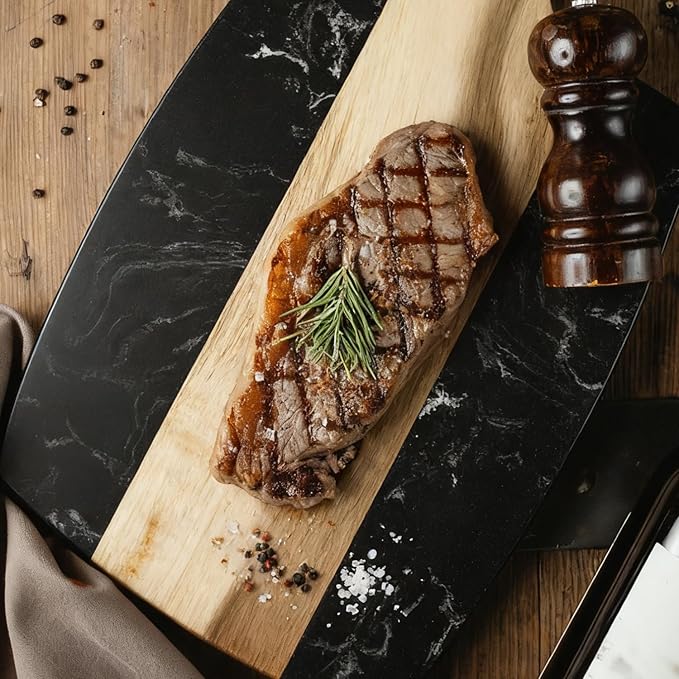Marble charcuterie board: Acacia wood marble chopping board - suitable for kitchen, great gift for friends (black)