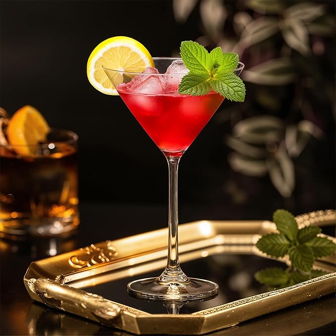 KAMMAK Martini Glasses Set of 2, 8oz Crystal Coupe Glasses, Classic Cocktail Glassware for Margarita, Manhattan, Modern Bar Drinkware for Party, Beach, Anniversary