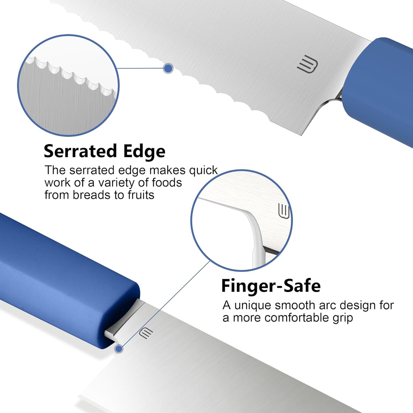 7.5" Serrated Bread Knife for Homemade Bread, Razor Sharp AR-RPM9 Steel & Innovative Wavy Edge, Professional Serrated Knife for Sourdough Bread Cake, Gift Box for Baker Home Chefs