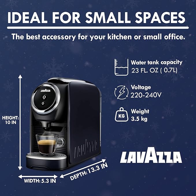 Lavazza Classy Mini Coffee Maker – 72 Count Classico Espresso Capsules – Compact Single-Serve Machine for Espresso & Lungo – Compatible Expert Pods
