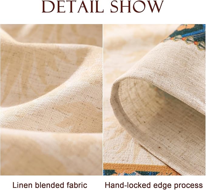 patdrea Designer Orange Tablecloth for Round Tables,Pineapple Tree Pattern Linen Tablecloth,Tropical Style Fruit Table Cover Cloth Decor for Kitchen Dining Christmas,Diameter 67"