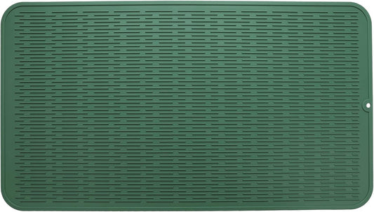 Silicone Dish Drying Mat for Multiple Usage,Easy clean,Eco-friendly,Heat-resistant Silicone Mat for Kitchen Counter or Sink,Refrigerator or Drawer Liner Green 4XL 32 inches x 18 inches