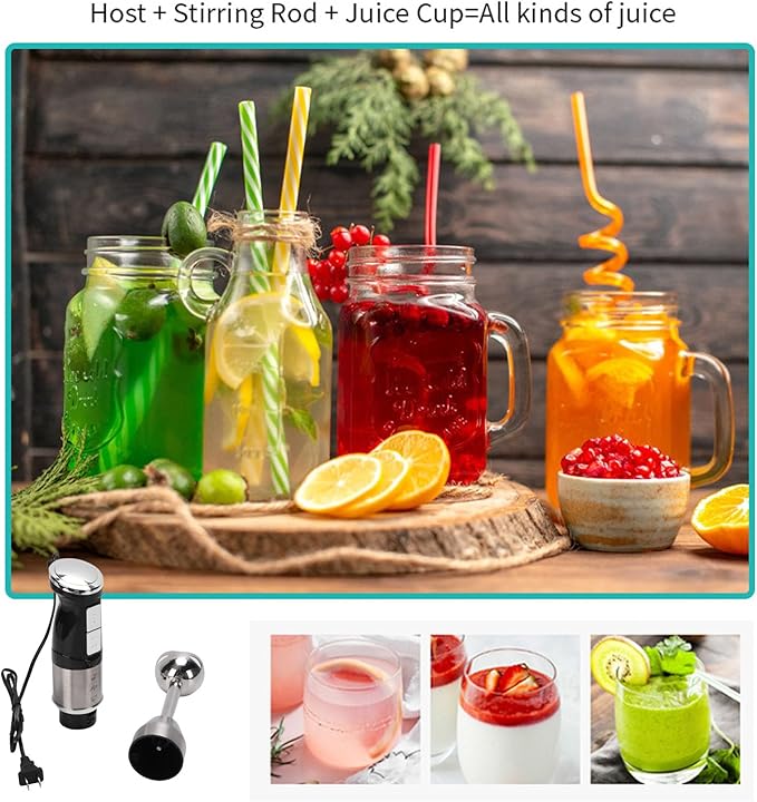 Immersion Hand Blender, 400W Stainless Steel Electric Handheld Stick Mixer with Adjustable Speed and Detachable Shaft for Smoothies Soups Shakes Puree
