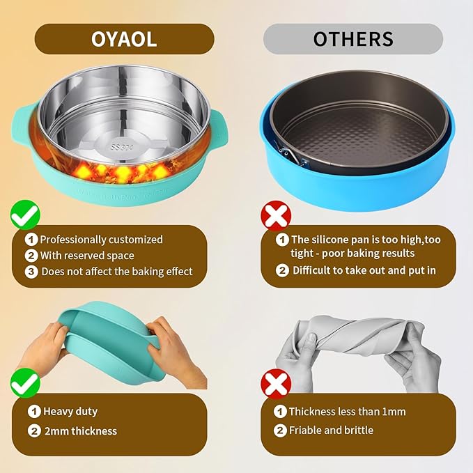 9 Inch Springform Pan - 304 Stainless Steel Nonstick Springform Cake Pan with Removable Bottom, 10 Inch Silicone Leakproof Cheesecake Pan Protector with Parchment Paper