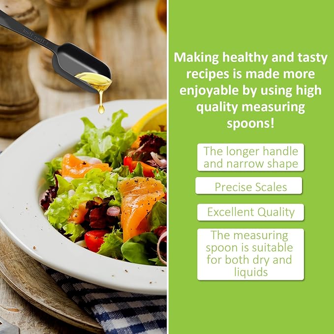 2 Pcs 1/2 Teaspoon(2.5 mL | 1/2 Tsp | 1/6 Tbsp | 2.5 cc | 1/16 oz) Stainless Steel Single Measuring Spoon, Long Handle Metal Measuring Spoon, Kitchen Gadgets for Cooking & Baking(Black)