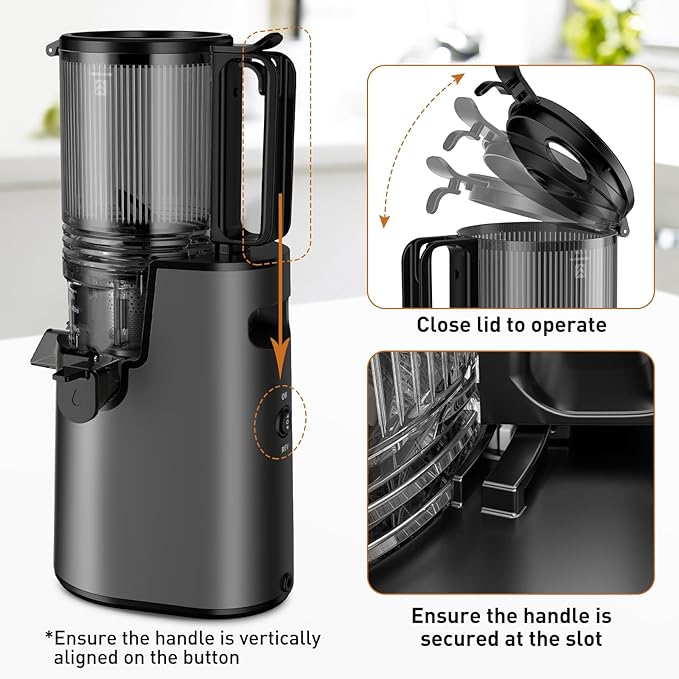 Cold Press Juicer, Juicer Machines with 5.4" Wide Feed Chute for Juice Extractor, Slow Masticating Juicer for Vegetables & Fruits with High Juice Yield, Easy to Clean (Black)