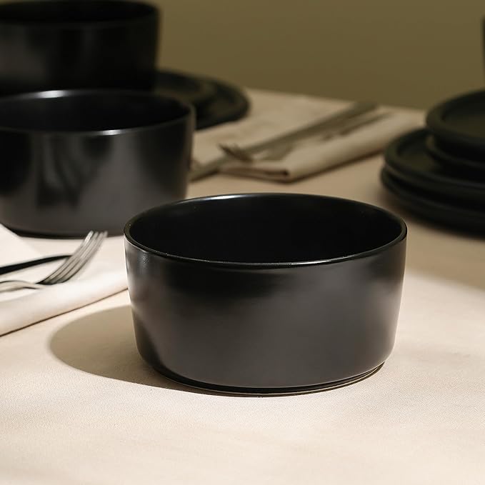 Stone Lain Eden 4-Piece Bowl Set Stoneware, Black