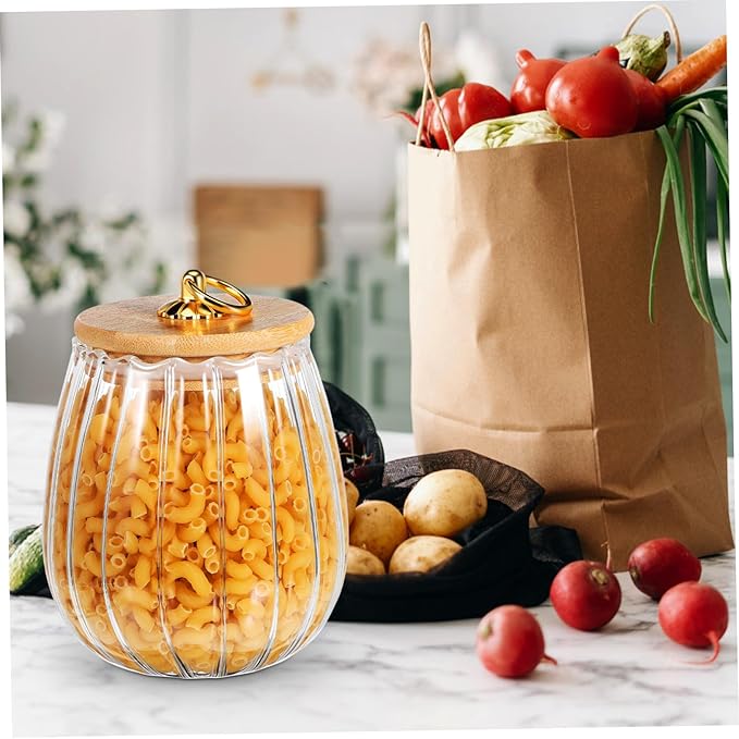 4pcs Glass Storage Jars Airtight Food Containers with Petal Design Large Capacity Candy Canisters for Kitchen Pantry Organization