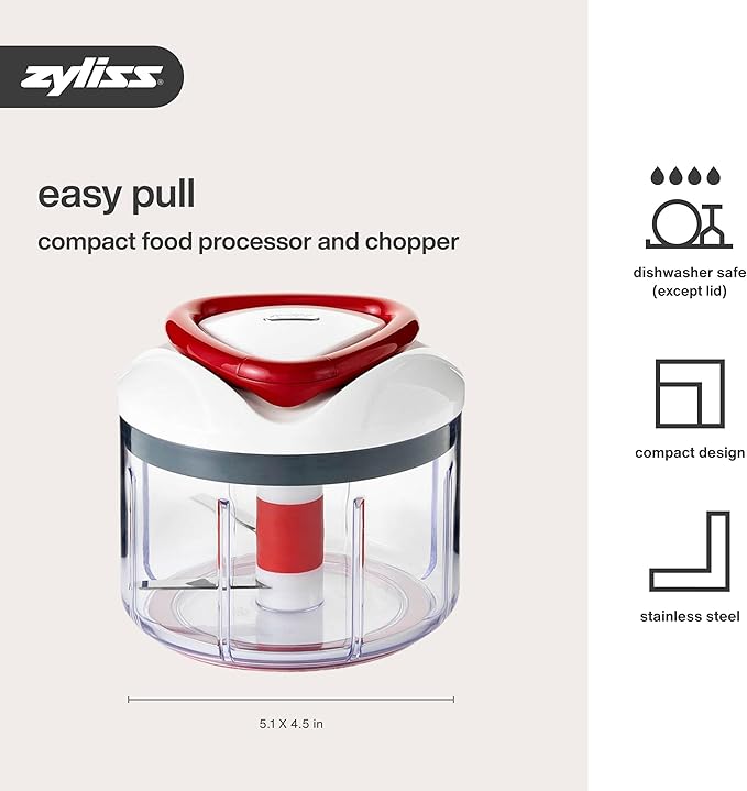 Zyliss Easy Pull Food Chopper and Manual Food Processor - Hand-Held Slicer & Dicer for Fruits & Vegetables - Easy Pull Manual Food Chopper - Cooking Gadgets & Kitchen Essentials - Easy Pull 2.0
