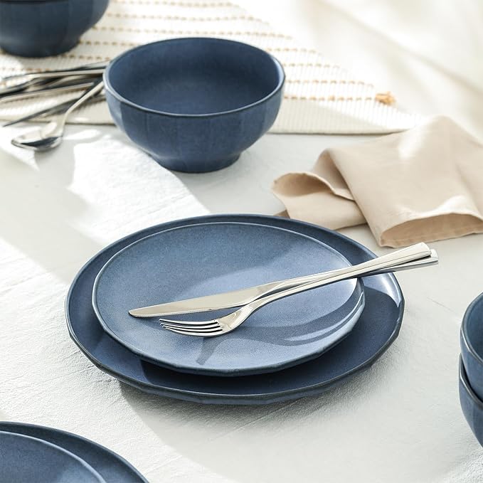 Stone Lain Rio 4-Piece Salad Plate Set Stoneware, Blue