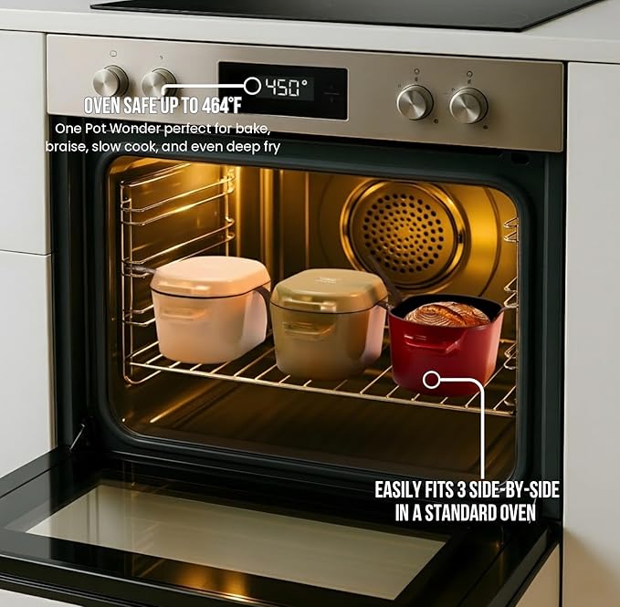 KooK Dutch Oven, for Bread Baking, Sourdough Loaf Pan, with Lid, Dual Handles, Enameled Cast Iron, includes Lid Lever, Dishwasher Safe, 3.4 Qt, Black