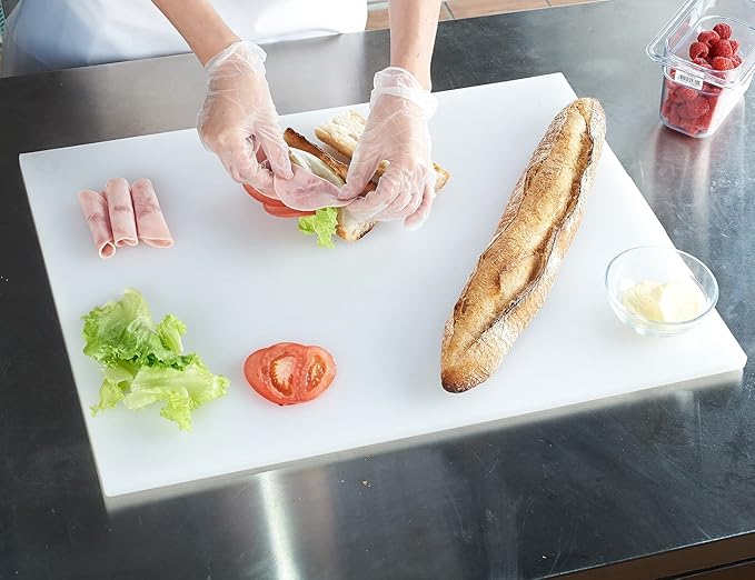 CURTA Cutting Boards for Kitchen, 24" x 18" x 0.5" White Color Coded Plastic Commercial Chopping Board Anti Slip Surface Dishwasher Safe