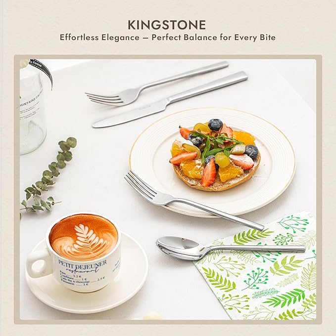 KINGSTONE Dinner Forks Set, 16-Piece Silverware Flatware Cutlery Dessert Forks (8.3-Inch), Forged Food-Grade Stainless Steel, Mirror Finish & Dishwasher Safe, Use for Kitchen, Home, Wedding, Party