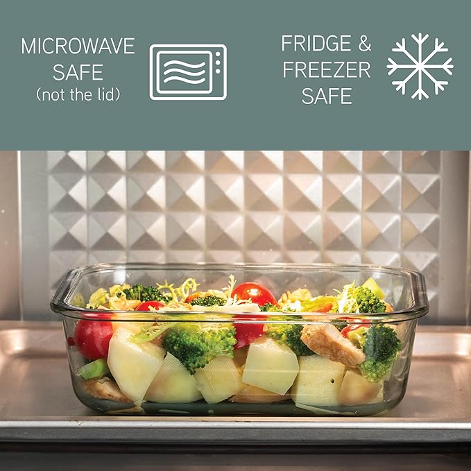 COOK WITH COLOR Premium 10-Pc. Colored Glass Food Container Set - 5 Rectangles - Leakproof Lids - Meal Prep, Storage, Teal