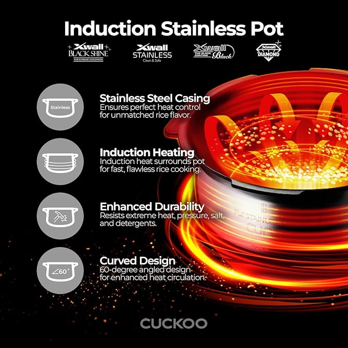 CUCKOO CRP-JHR1009F | 10-Cup (Uncooked) Induction Heating Pressure Rice Cooker | 19 Menu Options, Auto-Clean, Voice Guide, Made in Korea | Copper