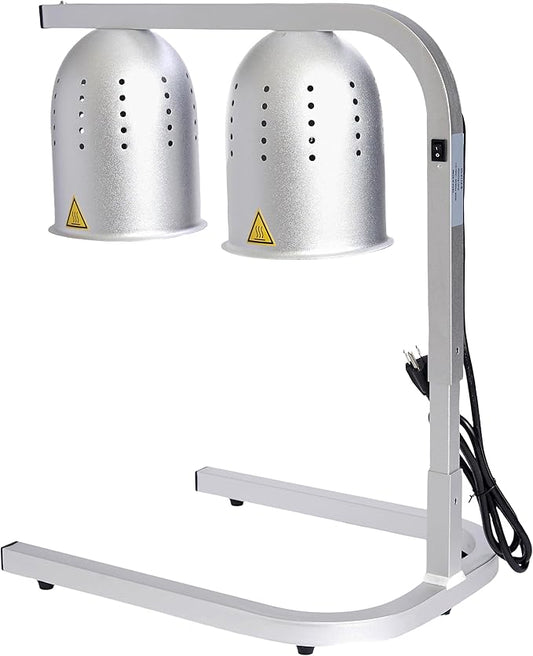 SYBO DL2112 Commercial Grade Food Heat Lamp, Electric 2-Bulb Food Warmer with Adjustable Stand, 500W, Silver