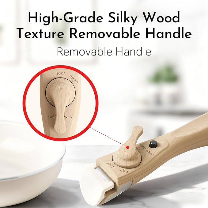 10-Piece Ceramic Nonstick Cookware Set, PFAS/PFOA/PTFE-Free & Non-Toxic Pots and Pans Set with Detachable Handles, Dishwasher Safe & Induction Compatible for Kitchen & RV Cooking