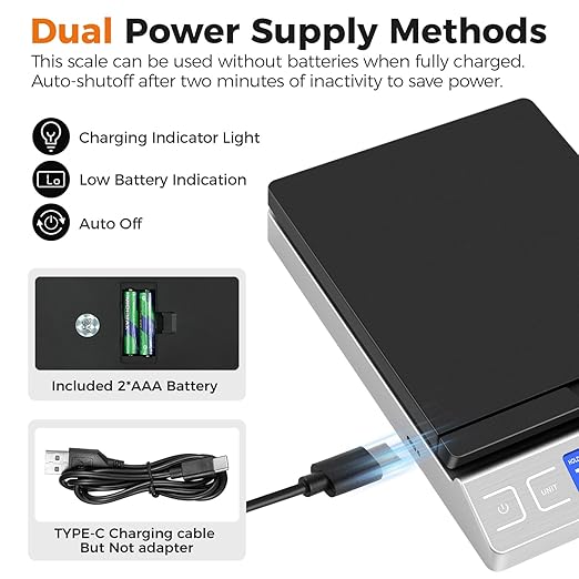 Digital Shipping Postal Scale, Mail Scale with Envelope Flip Holder, 66lb/0.1oz Postage Scale for Package, Small Business, Post Office, Hold&Tare Function, Battery&Type-C Charging Cable - Silver