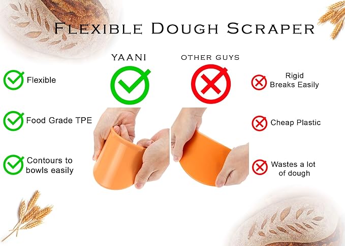YAANI Sourdough Starter Kit, Sourdough Bread Baking Supplies, Banneton Bread Proofing Basket Set Of 2 Round and Oval, Dough Whisk, Scoring Tool, Metal Scraper, Silicone Scraper, Premium Baking Tools