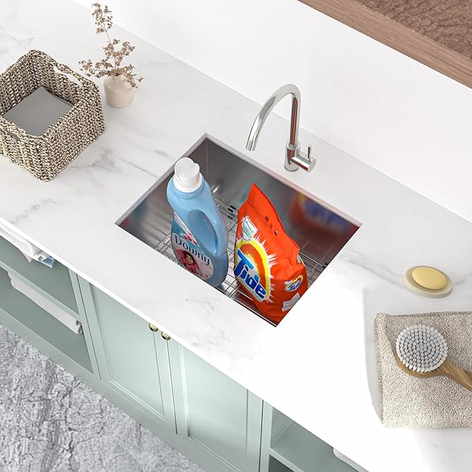 24 Inch Undermount Laundry Sink - Mocoloo 24 x 18 Stainless Steel Undermount Utility Sink 16 Gauge Single Bowl Handmade Basin 12 Inch Deep Stainless Laundry Room Sinks