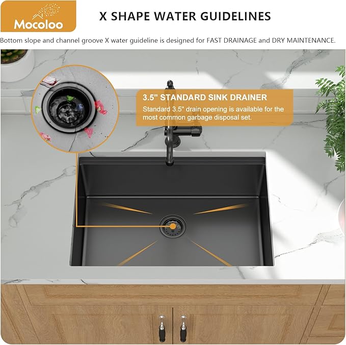 Black Undermount Kitchen Sink - Mocoloo 27x19 Inch Undermount Workstation Kitchen Sink Gunmetal Black 16 Gauge Stainless Steel Single Bowl Handmade Sink Basin