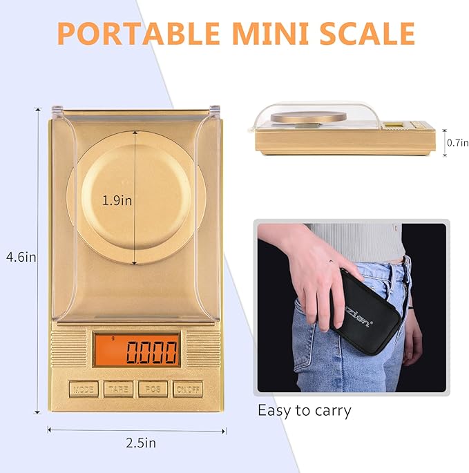 Fuzion Digital Milligram Scale 50g/ 0.001g, Portable Jewelry Scale, Gold Scale, Gem Scale, Micro Scale for Powders