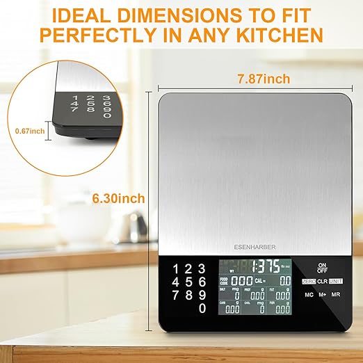 Food Scale with Nutritional Calculator, Calorie Scale, Kitchen Scales Digital Weight Grams and Ounces, for Meal Prep, and Weight Loss, Units in Lbs, Grams, Ounces, Batteries Included